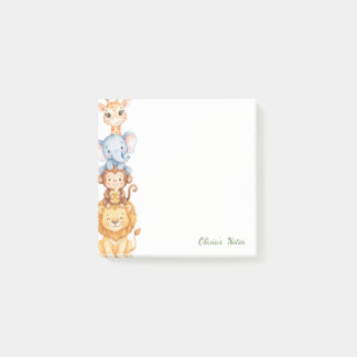 Personalised Cute Stacked Safari Animals Sticky Post-it Notes