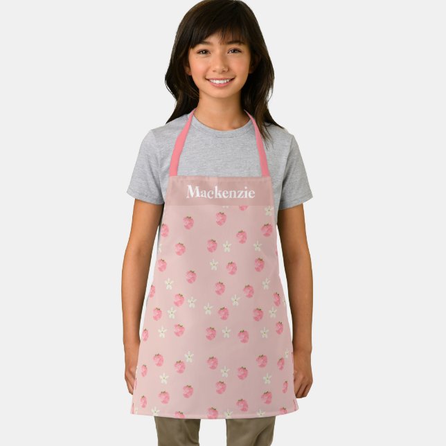 Personalised Cute Strawberry Berry Sweet Kids Apron (Insitu)