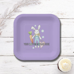 Personalised Cute Stuffed Animal Bunny Paper Plate