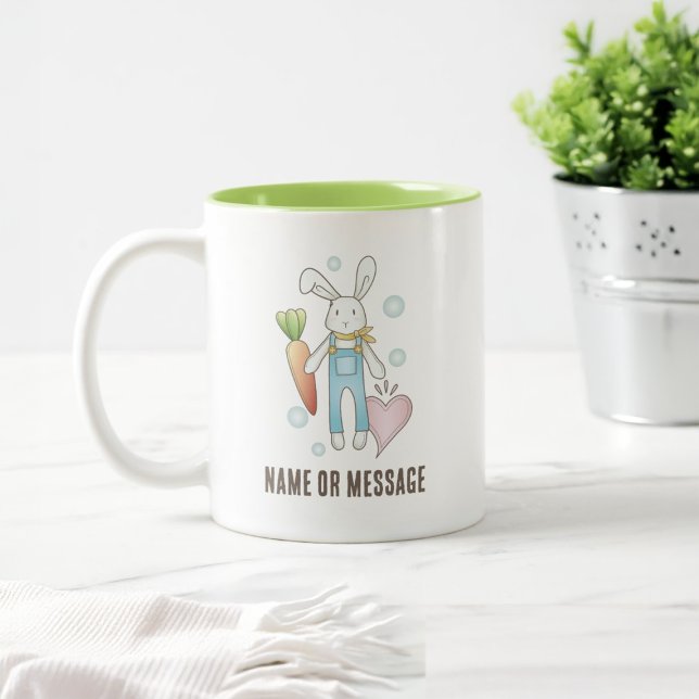 Personalised Cute Stuffed Animal Bunny Two-Tone Coffee Mug (Creator Uploaded)