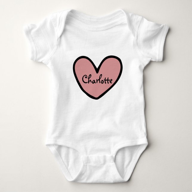 Personalised Cute Sweet Heart Pattern Baby Gifts  Baby Bodysuit (Front)