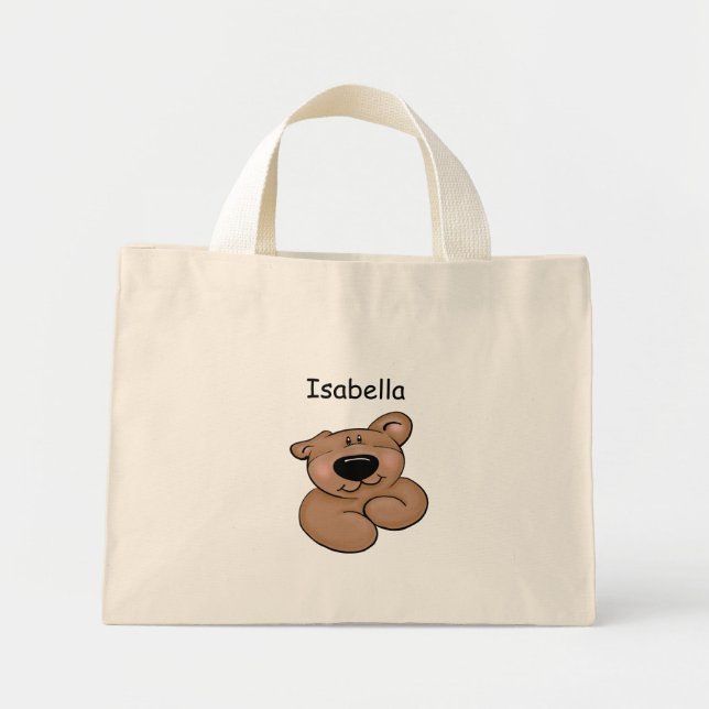 Personalised Cute Teddy Bear Mini Tote Bag (Front)
