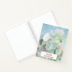 Personalised Cute Triceratops Dinosaur Sketch Notebook