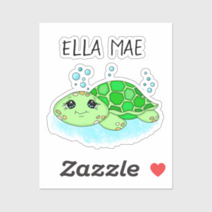 Personalised Cute Turtle Cartoon Name 