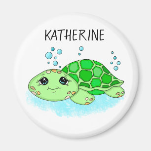 Personalised Cute Turtle Cartoon Name Magnet