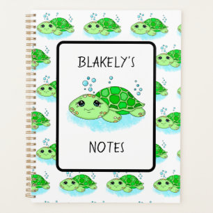 Personalised Cute Turtle Cartoon Name  Planner