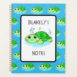 Personalised Cute Turtle Cartoon Name  Planner
