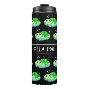 Personalised Cute Turtle Cartoon Name Thermal Tumbler