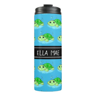 Personalised Cute Turtle Cartoon Name  Thermal Tumbler