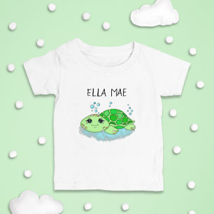 Personalised Cute Turtle Cartoon Name  Toddler T-Shirt