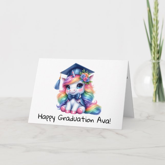 Personalised Cute Unicorn Kindergarten Graduation  Card (Front)