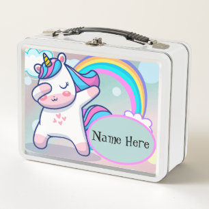 Personalised Cute Unicorn Metal Lunch Box