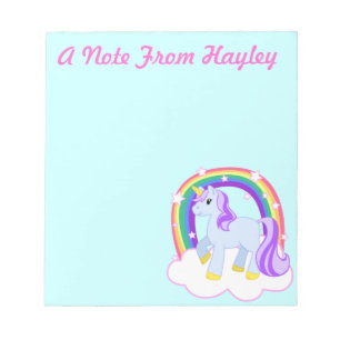 Personalised Cute Unicorn Note Pad