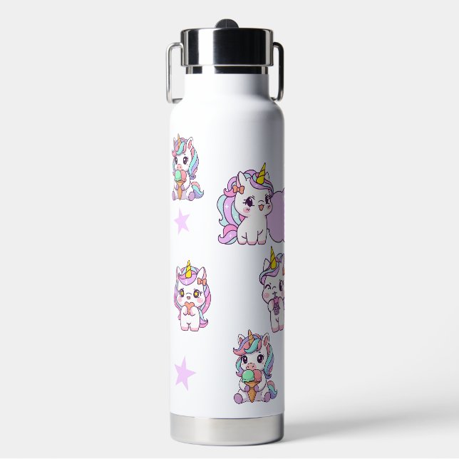 Personalised Cute Unicorn Water Bottle (Front)