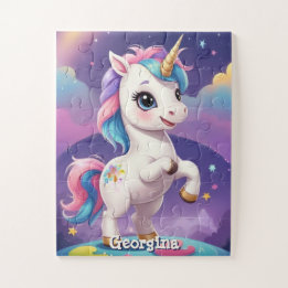 Personalised Cute Unicorn with Name Jigsaw Puzzle