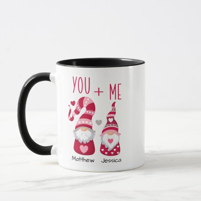 Personalised Cute Valentine Gnomes Mug (Left)
