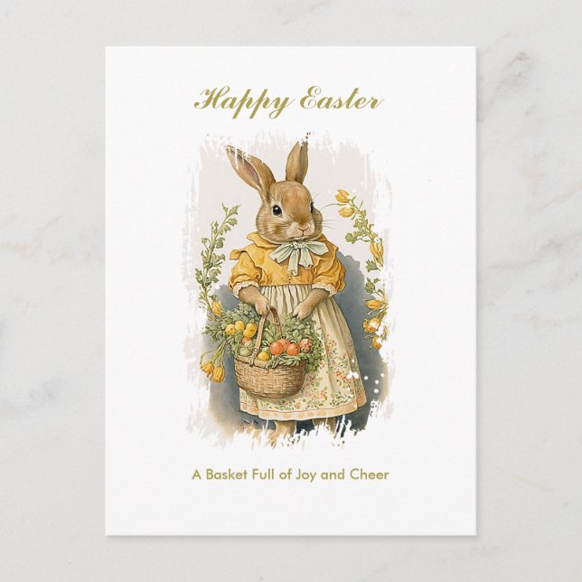 Personalised Cute Vintage Bunny Easter Holiday Postcard (Front)