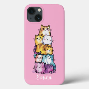 Personalised Cute Watercolor Cats, Minimalist  iPhone 13 Case