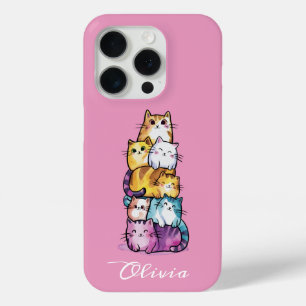 Personalised Cute Watercolor Cats, Minimalist  iPhone 15 Pro Case