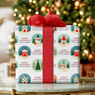 Personalised Cute Watercolor Christmas Landscape Wrapping Paper