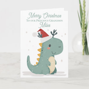 #Personalised Cute Watercolour Christmas Dinosaur  Holiday Card