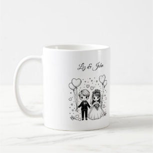 Personalised cute wedding couple coffee mug
