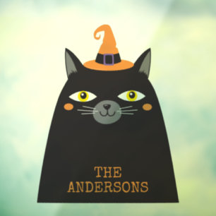 Personalised Cute Whimsical Halloween Black Cat 