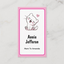 Personalised Cute White Kitty Mum Calling Card