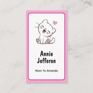 Personalised Cute White Kitty Mum Calling Card