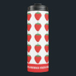 Personalised Cute White & Red Strawberry Pattern Thermal Tumbler<br><div class="desc">Cute Trendy White Red Strawberry Pattern With Text Thermal Tumbler Design. You can easily change or remove the text as needed. You can also change the font type, font colour and font size if you want. Click "Personalise" to find editing tools. You can do whatever you like and whatever looks...</div>