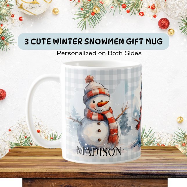 Personalised Cute Winter Snowmen Christmas Coffee Mug (Creator Uploaded)