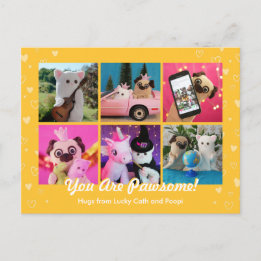  Personalised Cute Yellow Hearts Stylish Photo Postcard