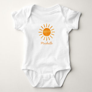 Personalised Cute Yellow Orange Sunshine Boho Sun Baby Bodysuit