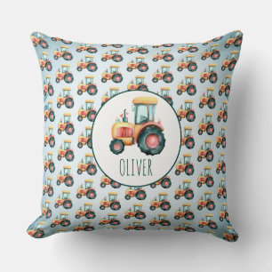 Personalised Cute Yellow Tractor Pattern Cushion