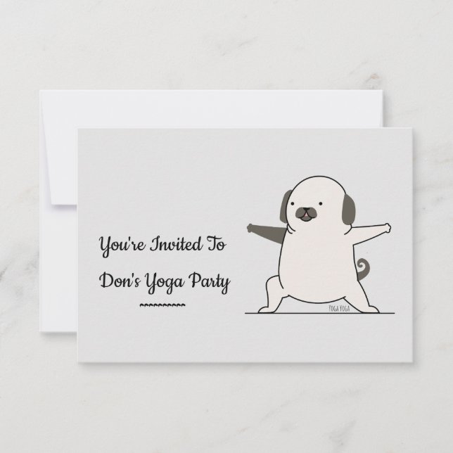 Personalised Cute Yoga Dog Theme Invitation (Front)