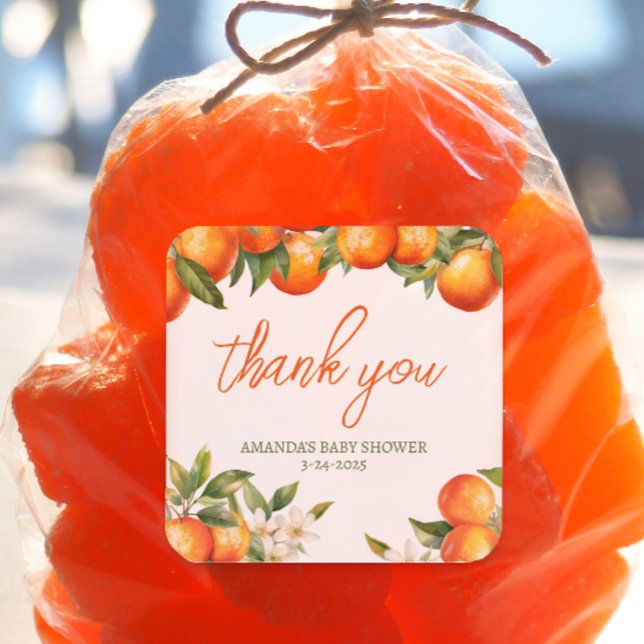 Personalised Cutie Thank You Square Sticker (Personalized Baby Shower Thank You Sticker)
