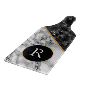 Personalised Cutting Board Black White Marble