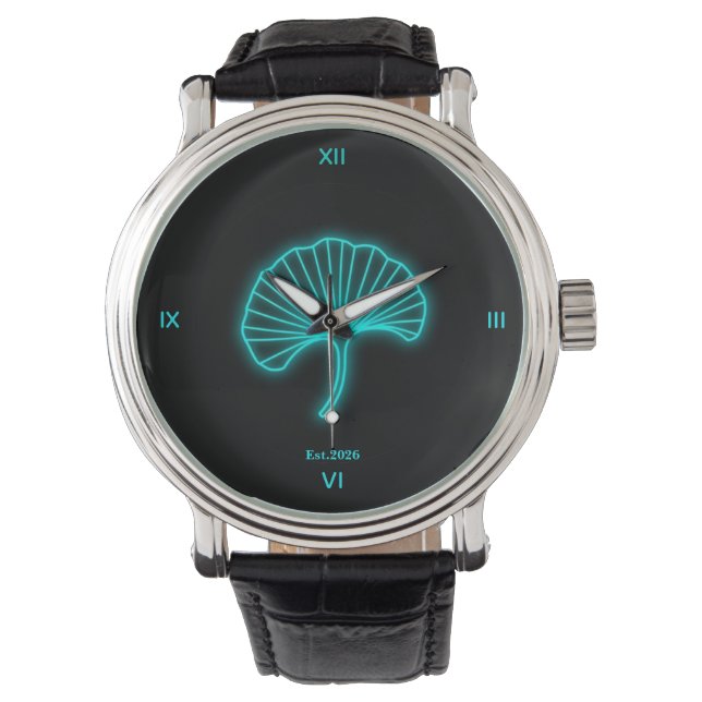 Personalised Cyber Zen Neon Ginkgo Watch - Custom  (Front)