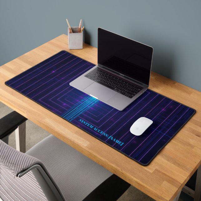 Personalised Cyberpunk System Access Neon Desk Mat (Office 2)