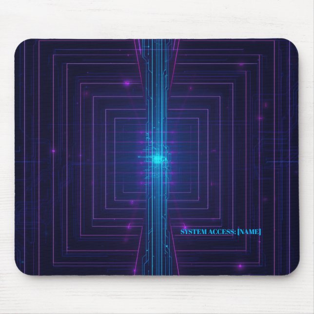 Personalised Cyberpunk System Access Neon Mouse Pad (Front)