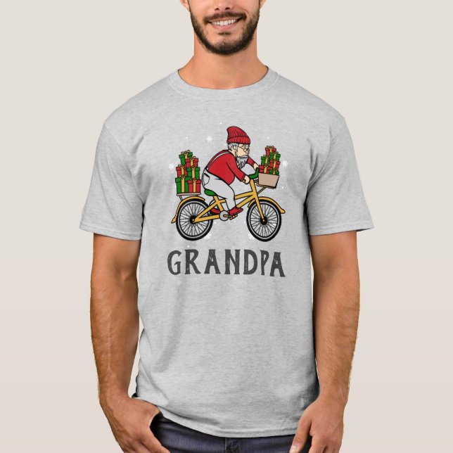 Personalised Cyclist Santa Christmas Family T-Shirt (Front)