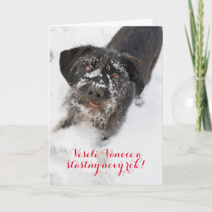 Personalised Czech language Christmas dog Holiday Card