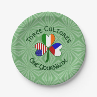 Personalised Czechia Ireland USA Shamrock Party Paper Plate