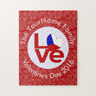 Personalised Czechia Red LOVE Flag Jigsaw Puzzle