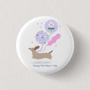 Personalised Dachshund Birthday Party Dog Lover  3 Cm Round Badge
