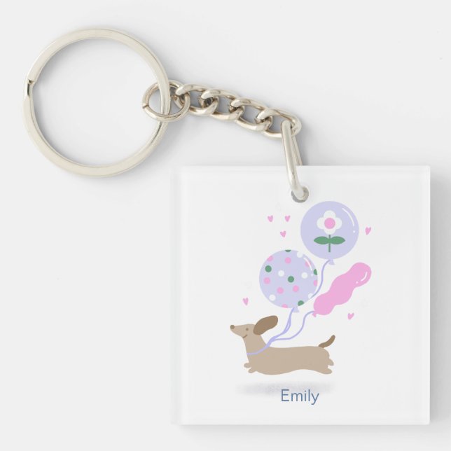 Personalised Dachshund Birthday Party Dog Lover  Key Ring (Front)