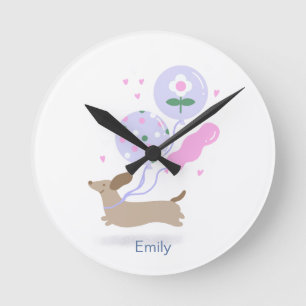 Personalised Dachshund Birthday Party Dog Lover  Round Clock