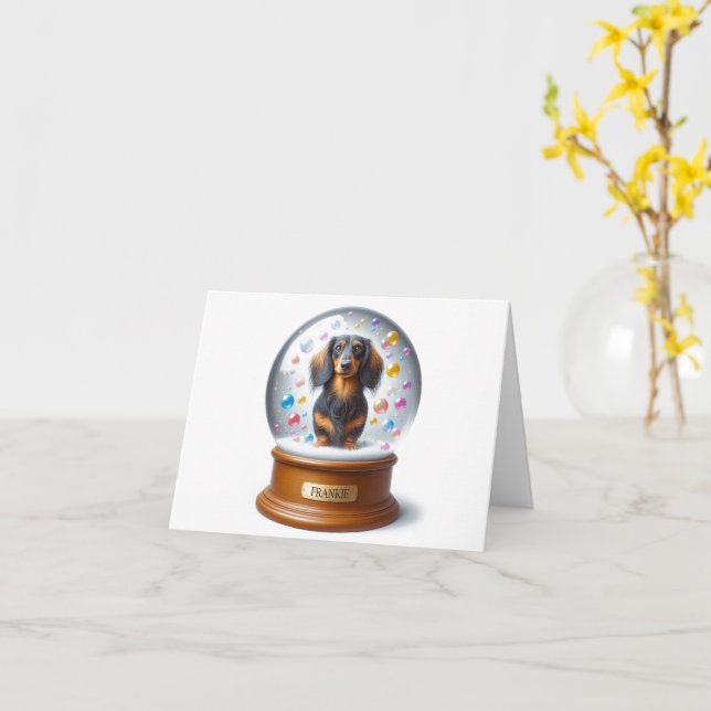 Personalised Dachshund Card (Yellow Flower)