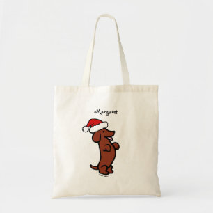 Personalised Dachshund Christmas Santa Hat Tote Bag
