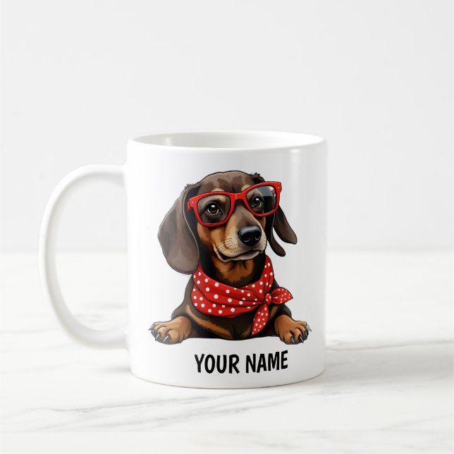Personalised Dachshund Coffee Mug – Cute Sausage  (Left)